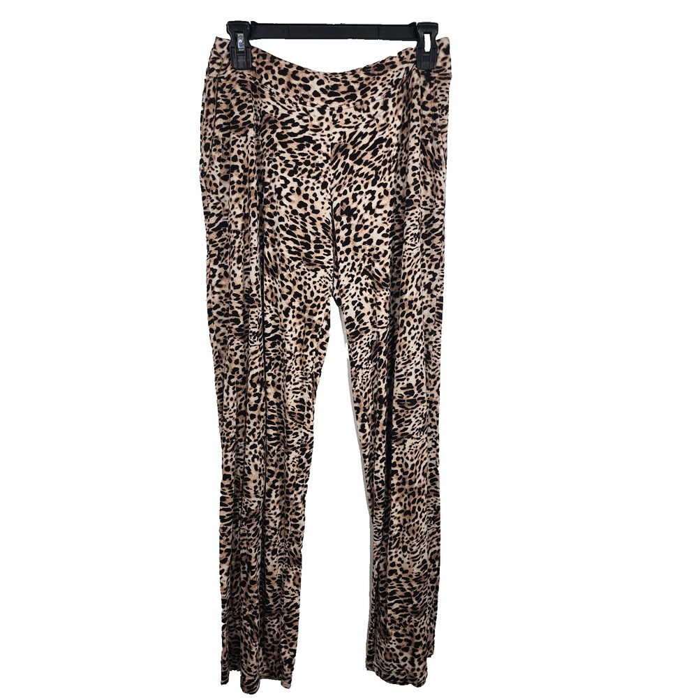 Soma Womens Lounge Pajama PJ Pants Leopard Print Pockets Pull On Medium Casual